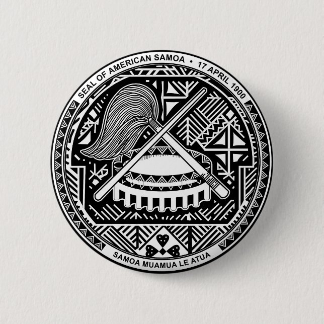 Macaron Rond 5 Cm Manteau des Samoa américaines des bras (Devant)