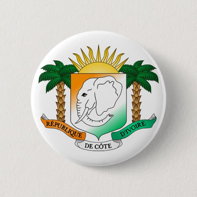 Macaron Rond 5 Cm Manteau officiel de Côte d'Ivoire d'héraldique (Devant)