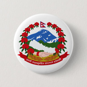 Macaron Rond 5 Cm Manteau officiel du Népal de symbole d'héraldiqu