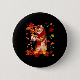 Macaron Rond 5 Cm Maple Cat Automne Maple Hello Fall Leaf Cadeau Fem