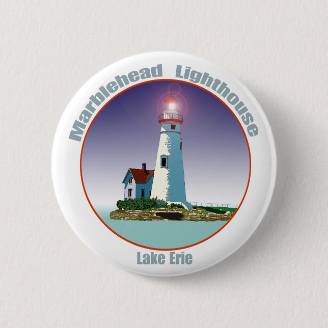 Macaron Rond 5 Cm Marblehead Lighthouse (Devant)