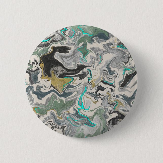 Macaron Rond 5 Cm Marbrure de pierre avec veines de turquoise 2 1/4" (Devant)