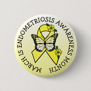 Macaron Rond 5 Cm March is Endometriosis Month Button