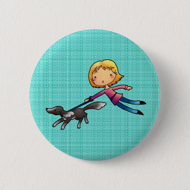 Macaron Rond 5 Cm Marche blonde de chien de femme (Devant)