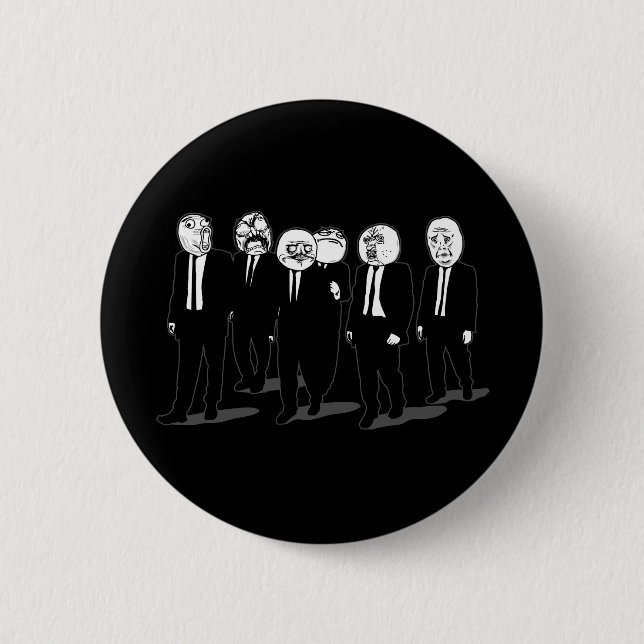 Macaron Rond 5 Cm marche comique de visages de meme de rage (Devant)