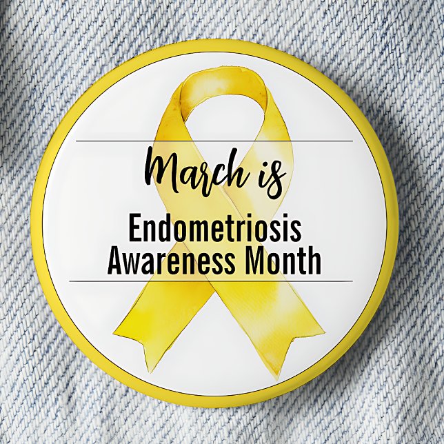 Macaron Rond 5 Cm Marche Mois de sensibilisation à l'endométriose Ru (March is Endometriosis Awareness Month pinback button.)