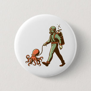 Macaron Rond 5 Cm Marcher la pieuvre
