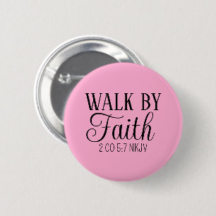 Macaron Rond 5 Cm Marcher par la foi Christian Living Soft Pink Simp