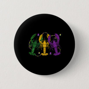 Macaron Rond 5 Cm Mardi Gras Crawfish Drôle Retro Costume de parade 