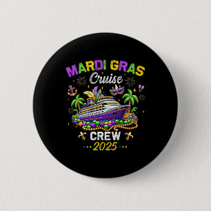 Macaron Rond 5 Cm Mardi Gras Cruise 2025 Vintage Family Matching Tri