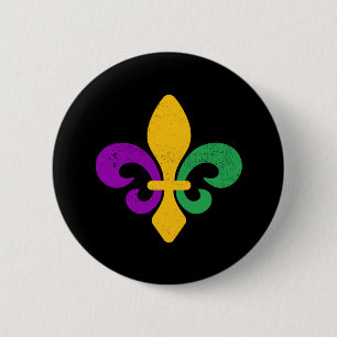Macaron Rond 5 Cm Mardi Gras Fleur De Lis