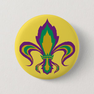 Macaron Rond 5 Cm Mardi Gras Fleur De Lis
