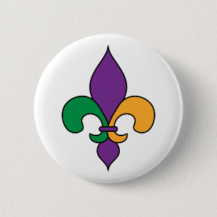 Macaron Rond 5 Cm Mardi gras Fleur de Lis Button