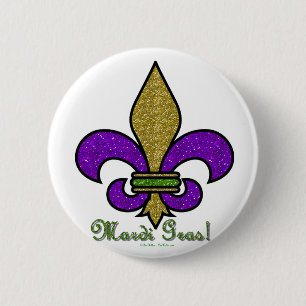 Macaron Rond 5 Cm Mardi Gras Fleur De Lis Coloré