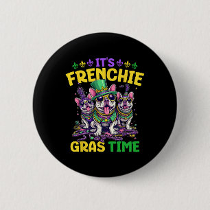 Macaron Rond 5 Cm Mardi Gras French Bulldog Time Mardi Gras