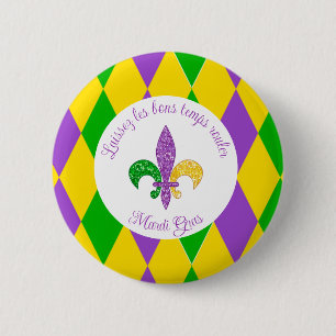 Macaron Rond 5 Cm Mardi Gras ! Laissez le bon temps tourner