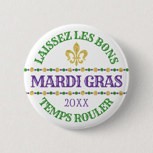 Macaron Rond 5 Cm Mardi Gras   Laissez Les Bons Temps Rouler