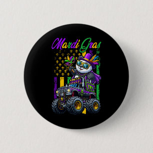 Macaron Rond 5 Cm Mardi Gras Panda Sungles Sur Un Camion Monstre Per