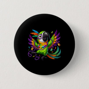 Macaron Rond 5 Cm Mardi Gras Parrot - Festive Party Bird
