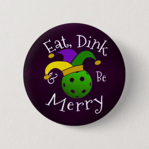 Macaron Rond 5 Cm Mardi Gras Pickleball Eat Dink Be Joyeux