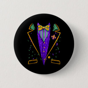 Macaron Rond 5 Cm Mardi Gras Tuxedo Costume drôle Carnaval Design