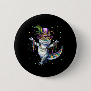 Macaron Rond 5 Cm Mardigator mardi Gras Alligator Danseuse Carn
