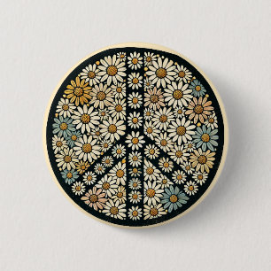 Macaron Rond 5 Cm Marguerite des signes de paix