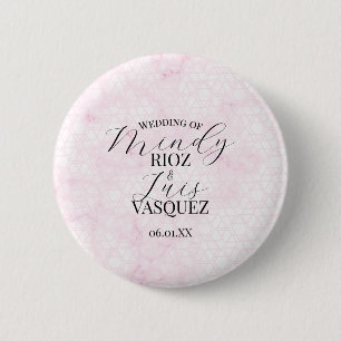 Macaron Rond 5 Cm Mariage Abstrait Rose Script Noir