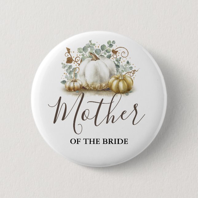 Macaron Rond 5 Cm Mariage de automne Citrouille or et blanc (Devant)