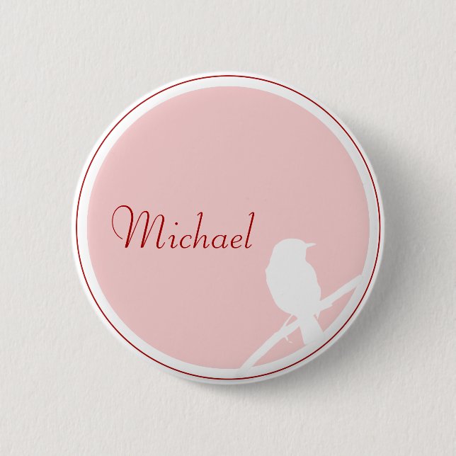 Macaron Rond 5 Cm Mariage de Button sur une table (rouge rose) (Devant)