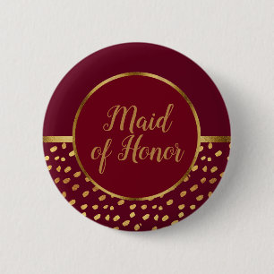 Macaron Rond 5 Cm Mariage de demoiselle d'honneur en Bourgogne et Or