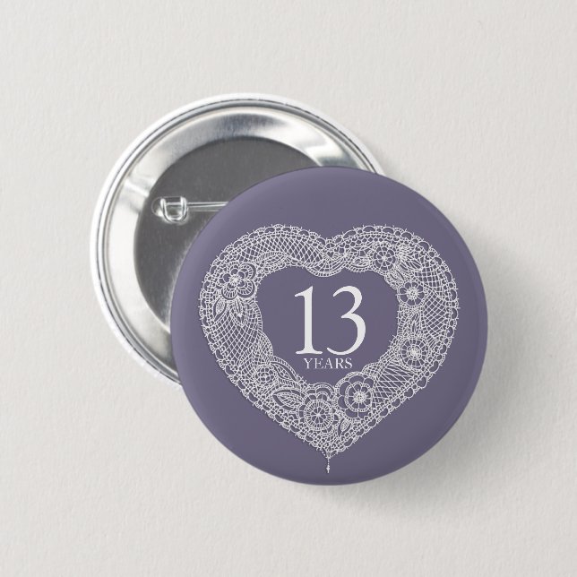 Macaron Rond 5 Cm Mariage de dentelle 13 ans (Devant & derrière)