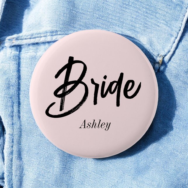Macaron Rond 5 Cm Mariage de la mariée en rose blush écriture  (Créateur téléchargé)