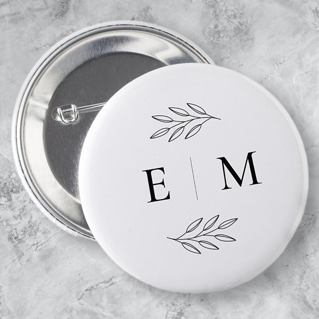 Macaron Rond 5 Cm Mariage Élégant Chic Moderne Simple Chic Monogramm (Créateur téléchargé)