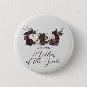 Macaron Rond 5 Cm Mariage gothique crâne et rose gris clair