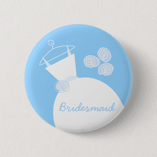 Macaron Rond 5 Cm Mariage Gown Blue bouton 'Bridesmaid'