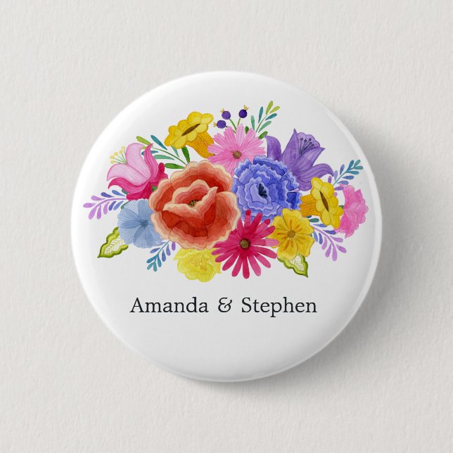 Macaron Rond 5 Cm Mariage mexicain Fiesta (Devant)