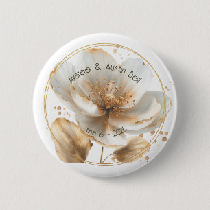 Macaron Rond 5 Cm Mariage Moderne Minimaliste Blanc et Or