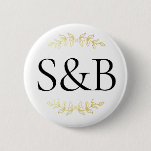 Macaron Rond 5 Cm Mariage simple et minimaliste moderne monogramme