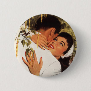 Macaron Rond 5 Cm Mariage Vintage, Amour et Romance