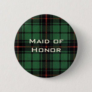 Macaron Rond 5 Cm Mariage Vintage, Motif Moderne Tartan Davidson