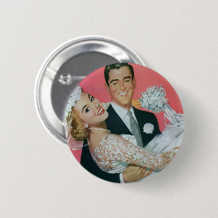 Macaron Rond 5 Cm Mariage vintage Nouveaux mariés, mariée porteuse