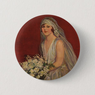 Macaron Rond 5 Cm Mariage vintage, Portrait de mariée victorienne