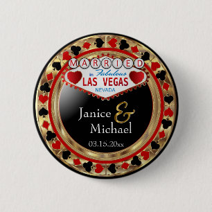 Macaron Rond 5 Cm Marié à Fabulous Las Vegas - Rouge