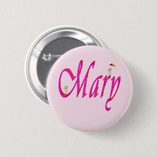 Macaron Rond 5 Cm "Marie" Nom de fille rose avec des ours en peluche