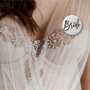 Macaron Rond 5 Cm Mariée Brossé Script Mariage de diamant fête nupti