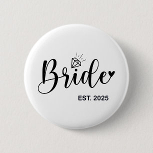Macaron Rond 5 Cm Mariée Est. 2025 Fiancée Mme Wife Bachelorette Par