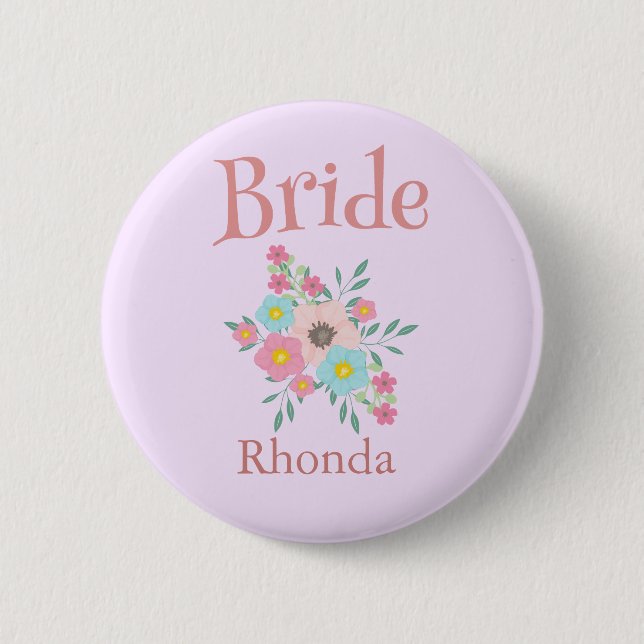Macaron Rond 5 Cm Mariée Floral Mariage (Devant)