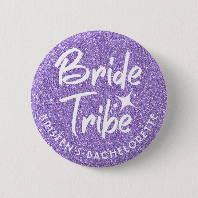 Macaron Rond 5 Cm Mariée Tribe Bachelorette Pin Violet (Devant)