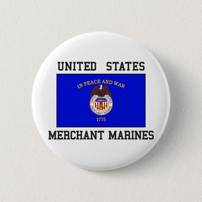 Macaron Rond 5 Cm Marine marchande des USA (Devant)
